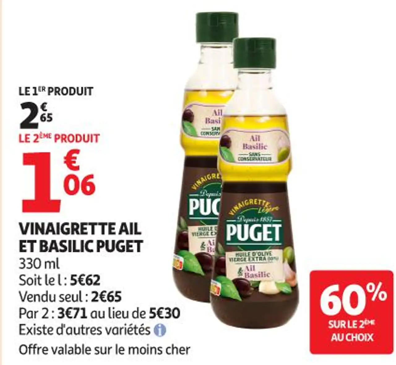 VINAIGRETTE AIL ET BASILIC PUGET