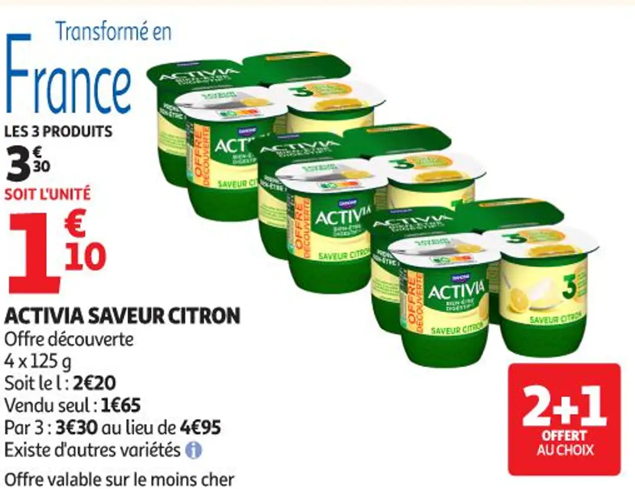 ACTIVIA SAVEUR CITRON Offre découverte