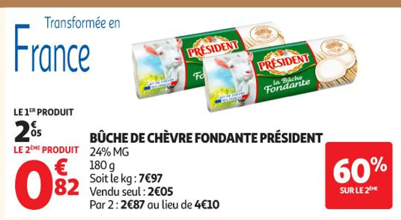 BÛCHE DE CHÈVRE FONDANTE PRÉSIDENT
