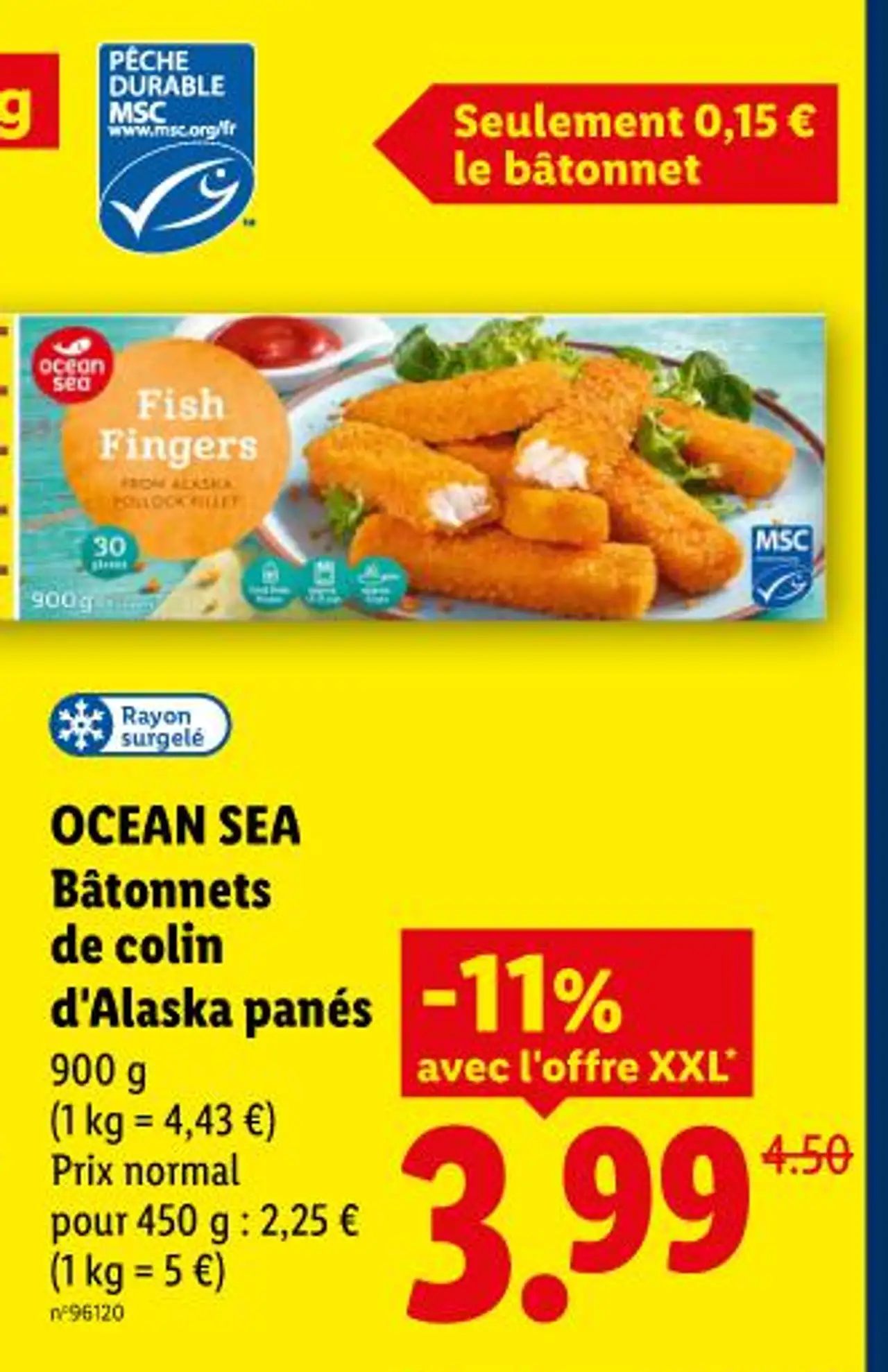 OCEAN SEA Bâtonnets de colin d'Alaska panés