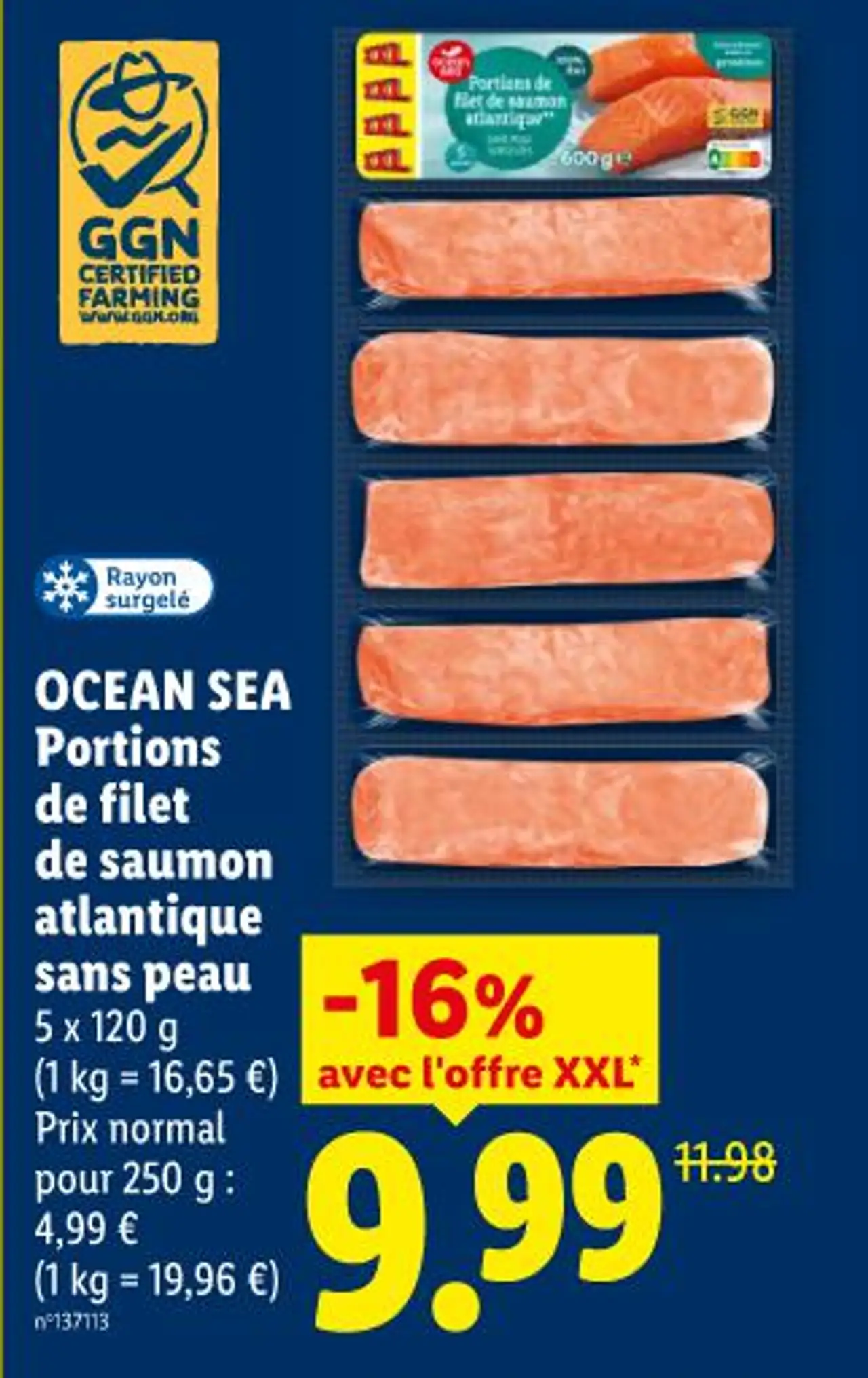 OCEAN SEA Portions de filet de saumon atlantique sans peau
