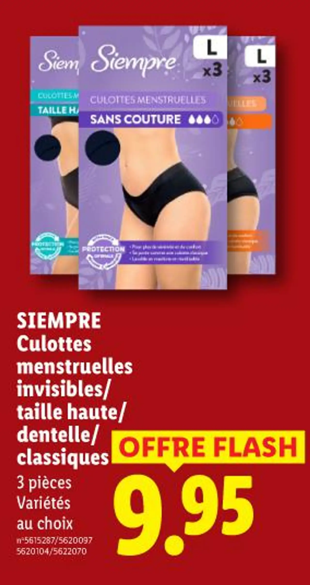 Culottes menstruelles invisibles/ taille haute/ dentelle/ classiques