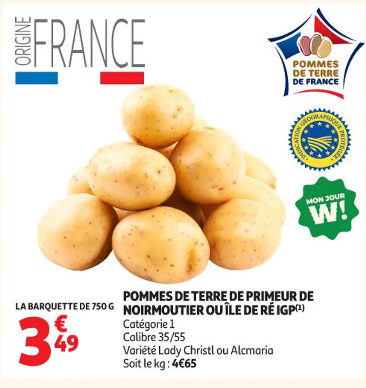 POMMES DE TERRE DE PRIMEUR DE NOIRMOUTIER OU ILE DE RÉ IGP