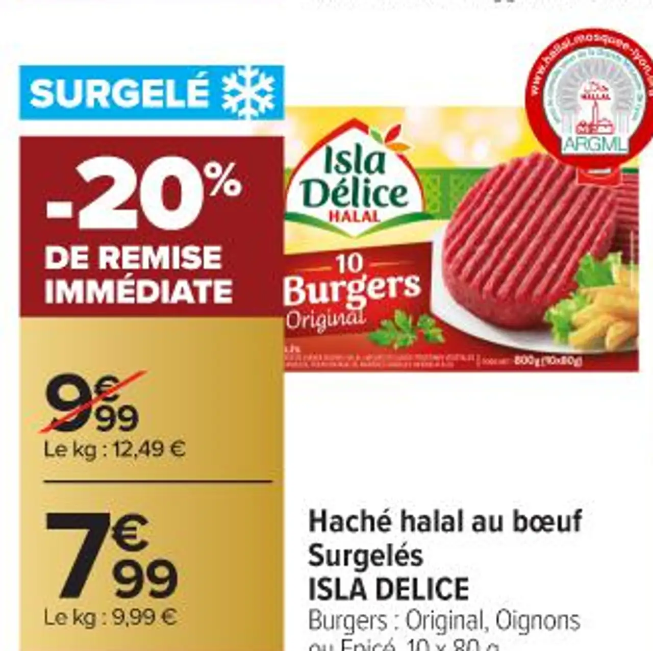 Haché halal au bœuf Surgelés