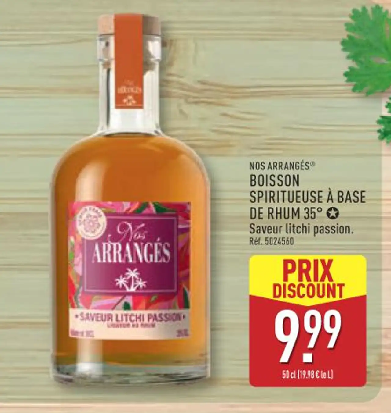NOS ARRANGÉS® BOISSON SPIRITUEUSE À BASE DE RHUM 35° Saveur litchi passion.