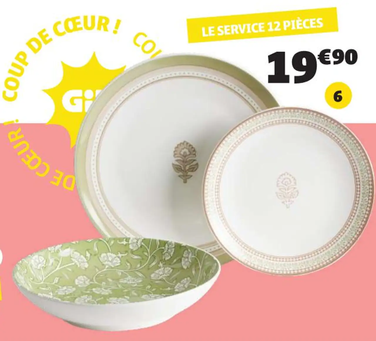 SERVICE VAISSELLE 12PCS PORCELAINE, 4 ASSIETTES À SOUPE, 4 ASSIETTES PLATE, 4 ASSIETTES À DESSERT, RÉF. 644474