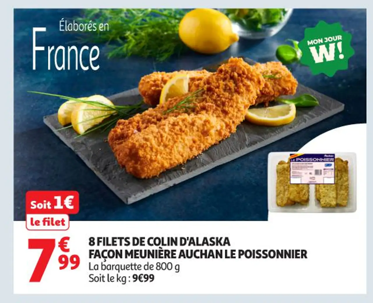 8 FILETS DE COLIN D'ALASKA FAÇON MEUNIÈRE AUCHAN LE POISSONNIER