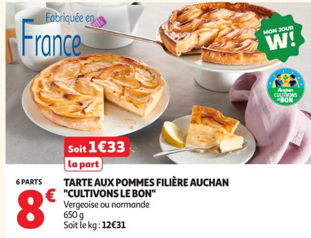 TARTE AUX POMMES FILIÈRE AUCHAN "CULTIVONS LE BON"