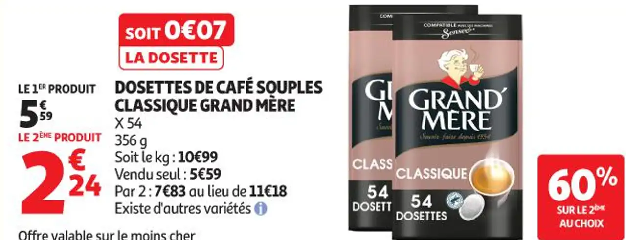 DOSETTES DE CAFÉ SOUPLES CLASSIQUE GRAND MERE