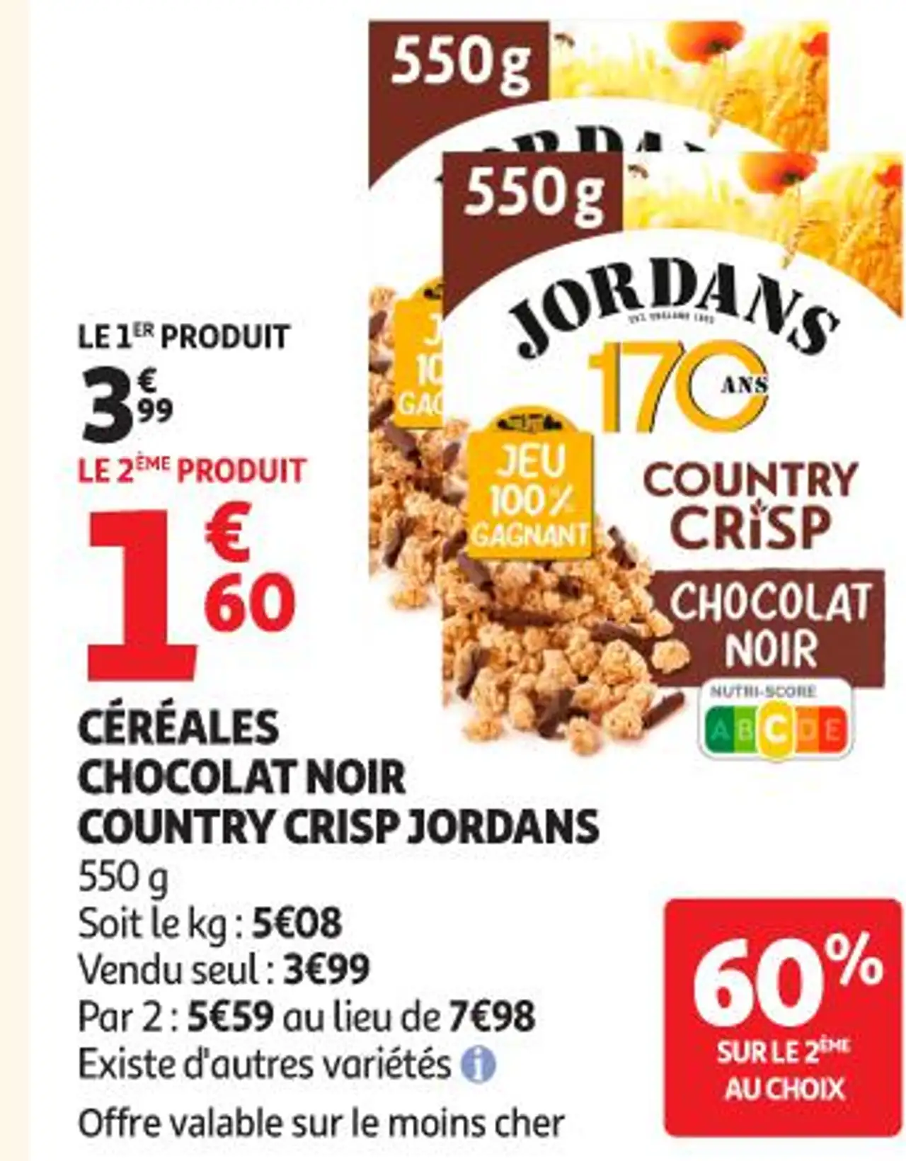CÉRÉALES CHOCOLAT NOIR COUNTRY CRISP JORDANS
