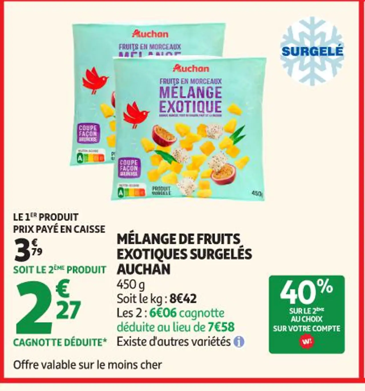 Mélange de fruits exotiques surgelés Auchan