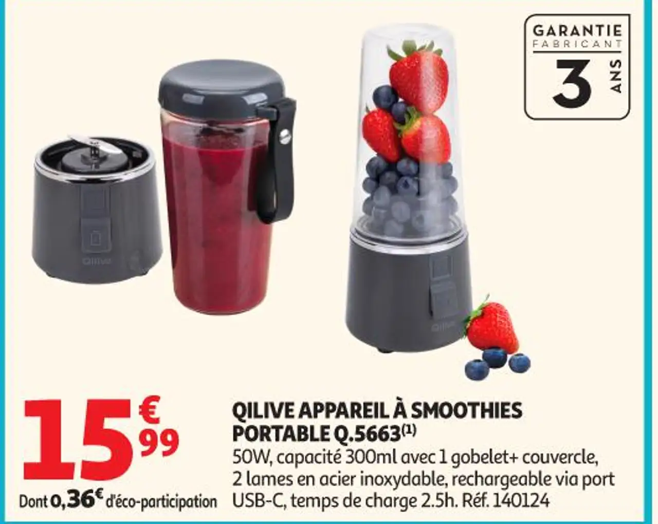 QILIVE APPAREIL À SMOOTHIES PORTABLE Q.5663