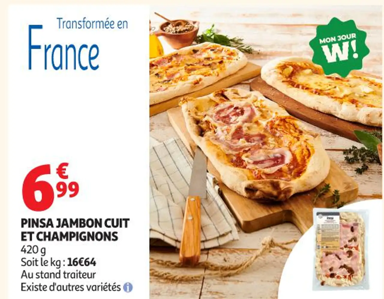 PINSA JAMBON CUIT ET CHAMPIGNONS
