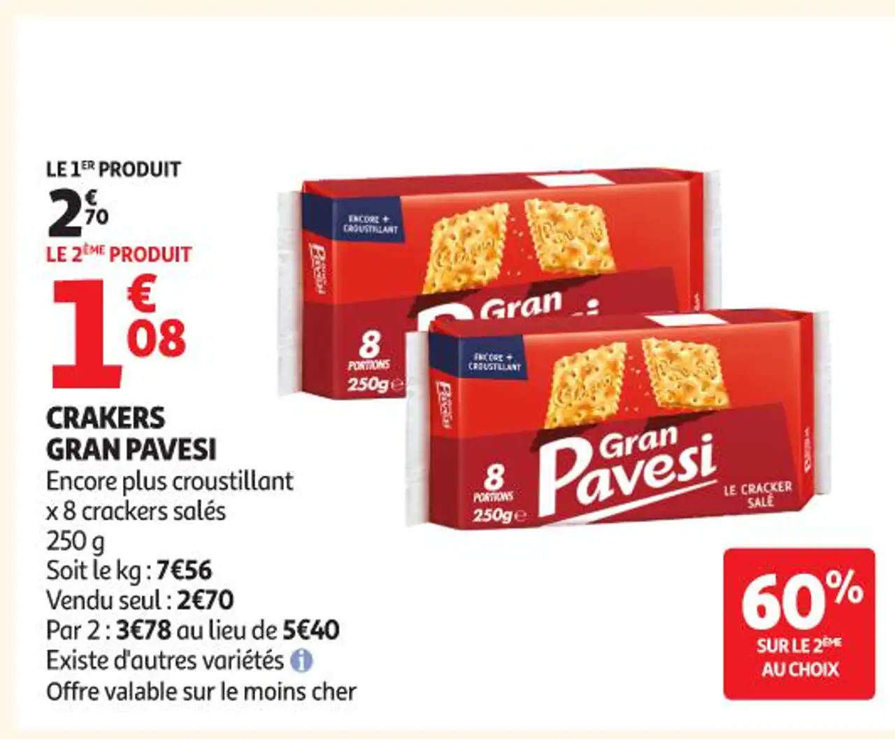 CRAKERS GRAN PAVESI Encore plus croustillant x 8 crackers salés