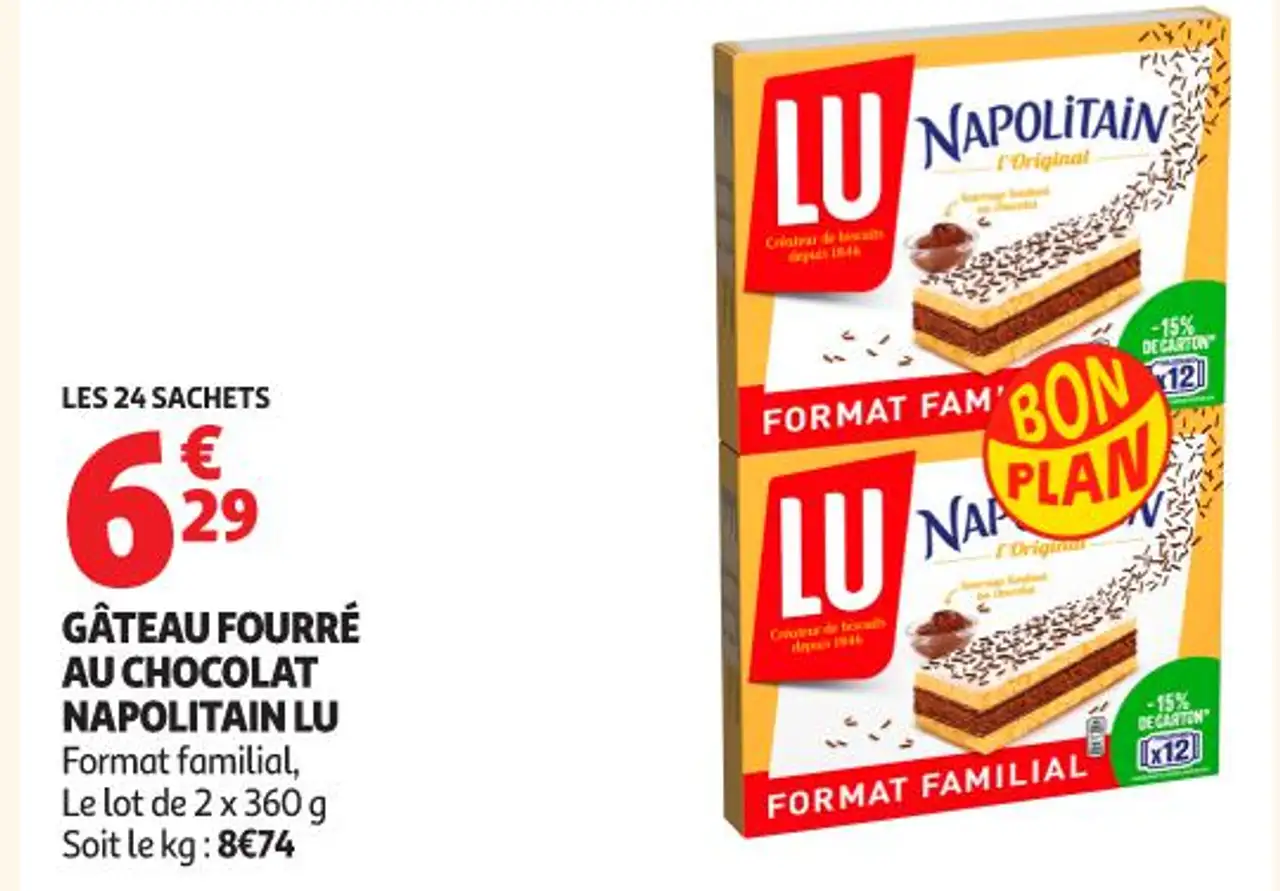 GÂTEAU FOURRÉ AU CHOCOLAT NAPOLITAIN LU