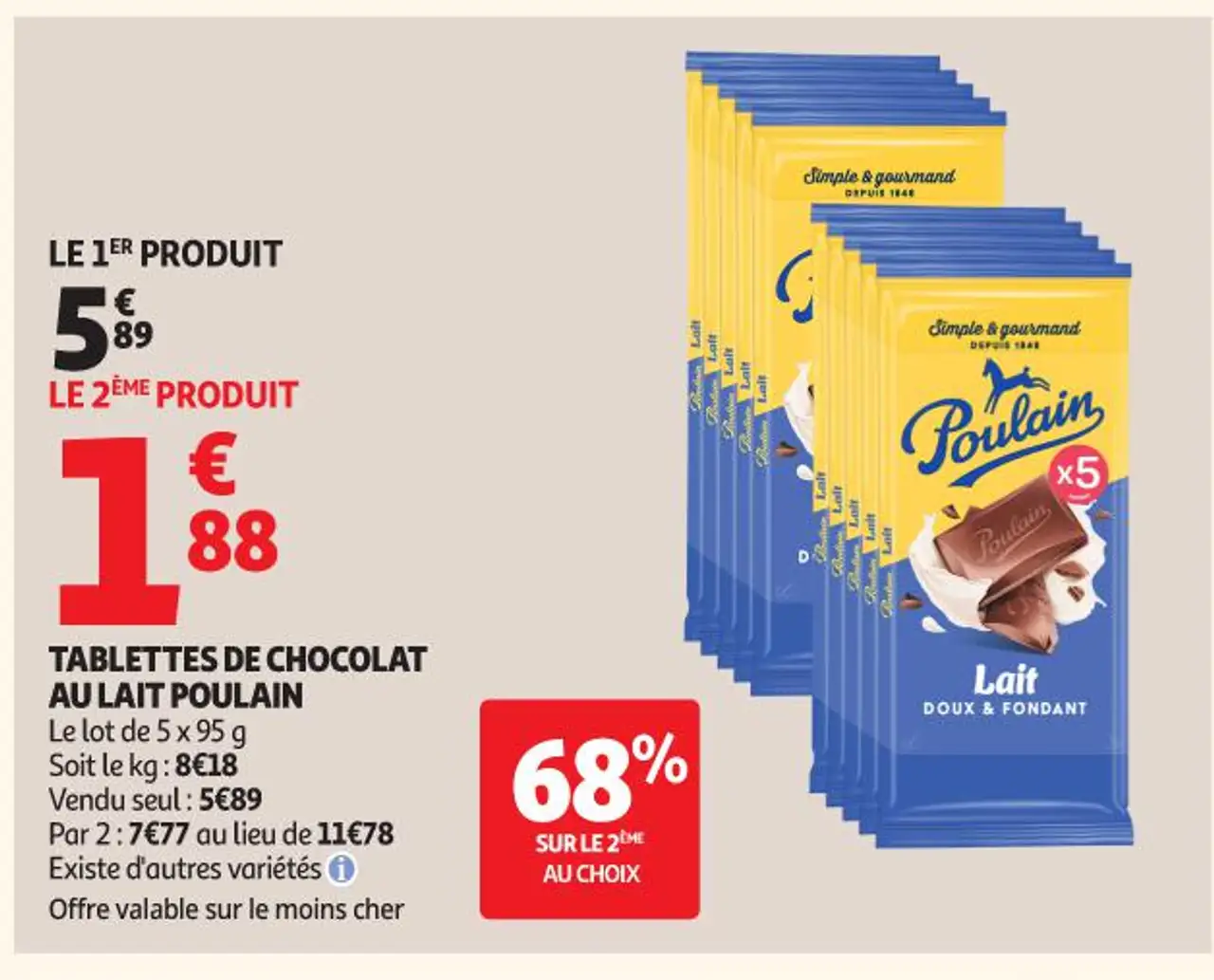 TABLETTES DE CHOCOLAT AU LAIT POULAIN