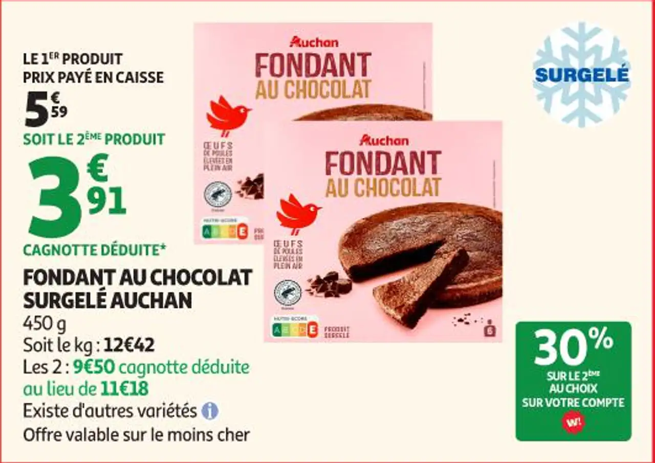 FONDANT AU CHOCOLAT SURGELÉ AUCHAN