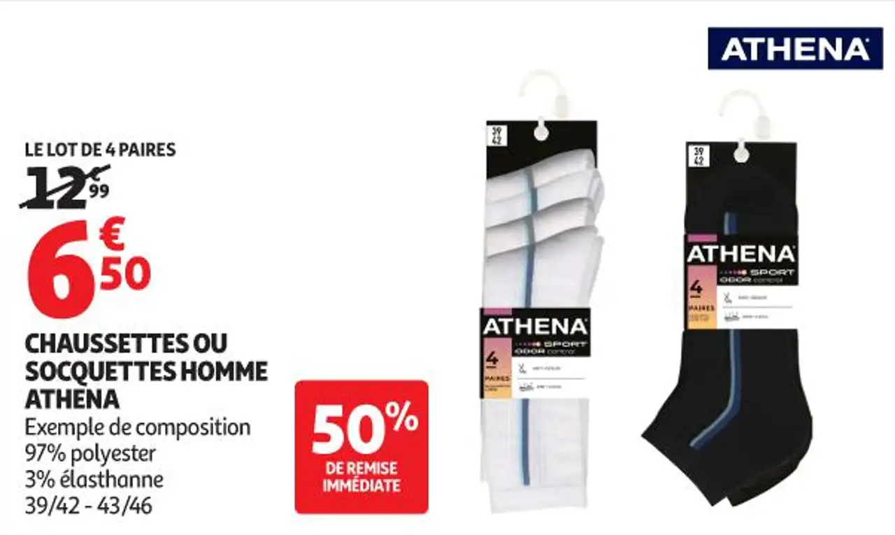 CHAUSSETTES OU SOCQUETTES HOMME ATHENA