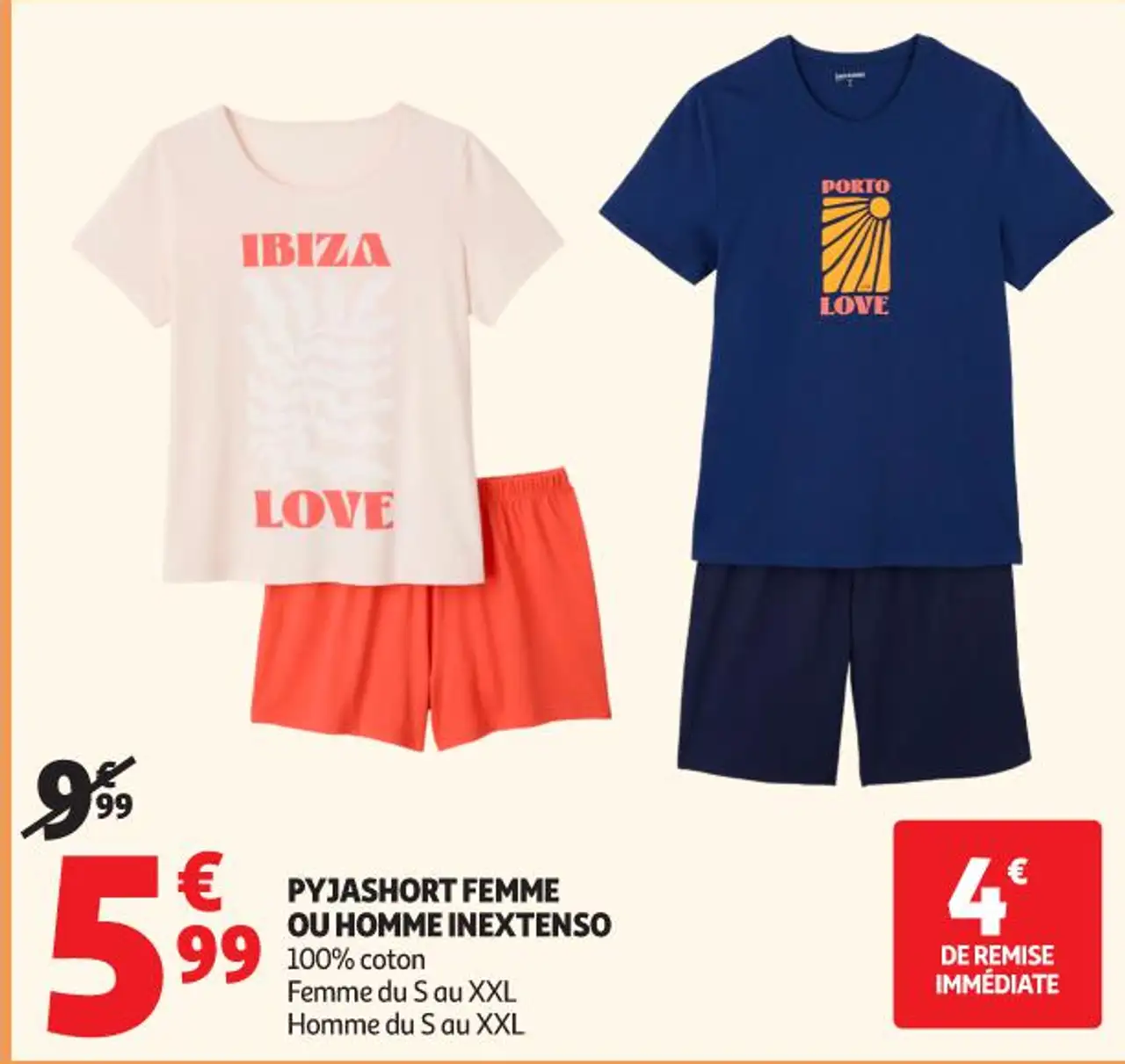 PYJASHORT FEMME OU HOMME INEXTENSO