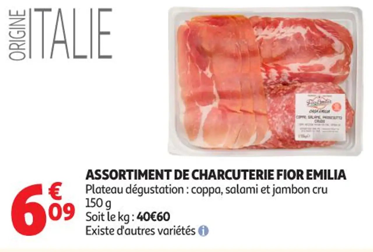 ASSORTIMENT DE CHARCUTERIE FIOR EMILIA Plateau dégustation : coppa, salami et jambon cru