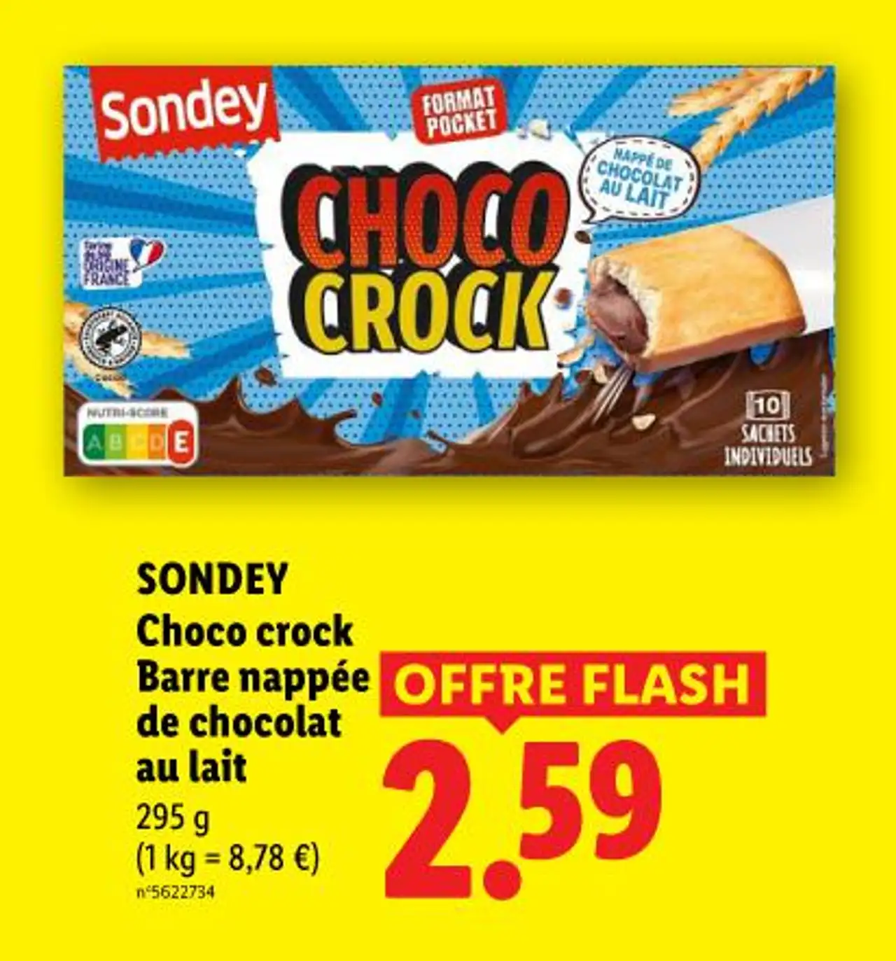 Choco crock Barre nappée de chocolat au lait