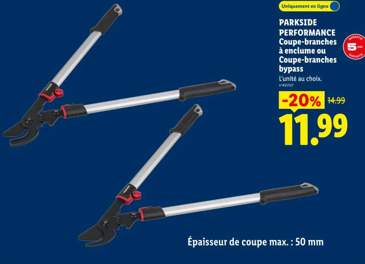 PARKSIDE PERFORMANCE Coupe-branches à enclume ou Coupe-branches bypass