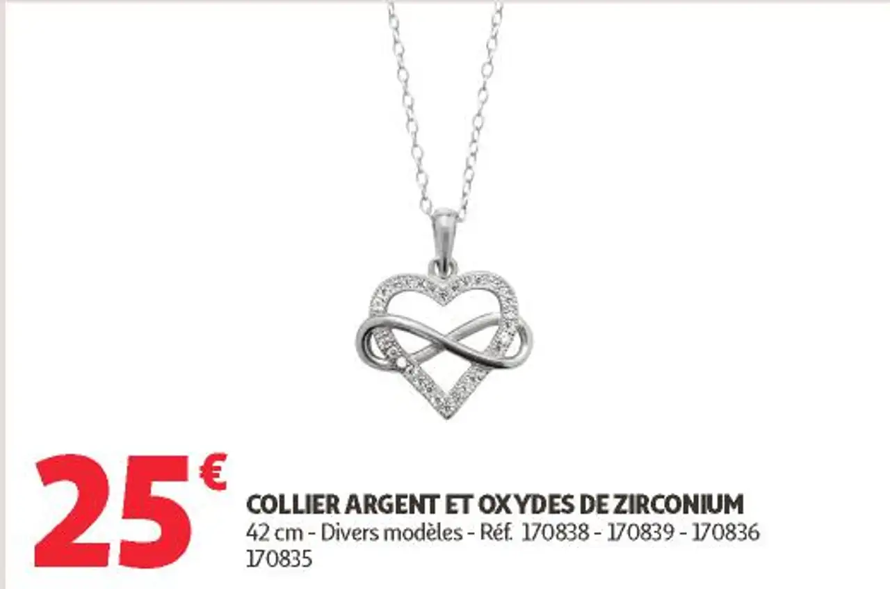 COLLIER ARGENT ET OXYDES DE ZIRCONIUM