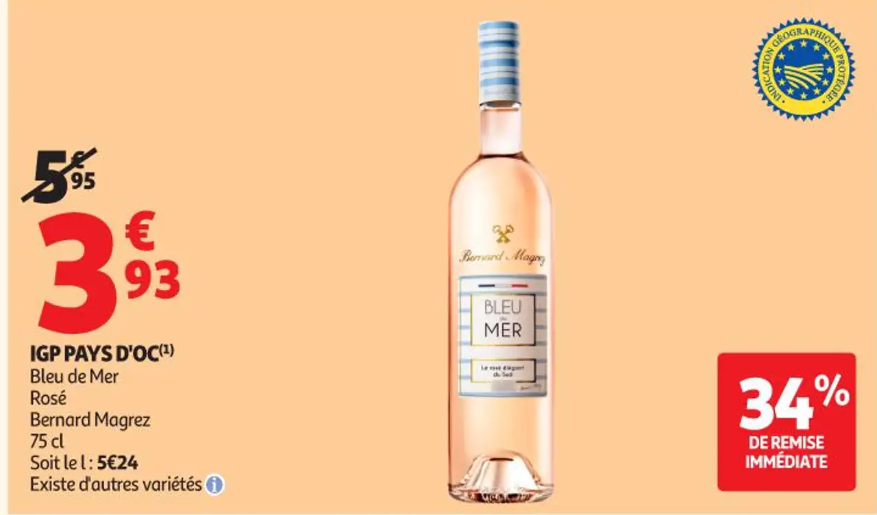 IGP PAYS D'OC(1) Bleu de Mer Rosé Bernard Magrez 75 cl