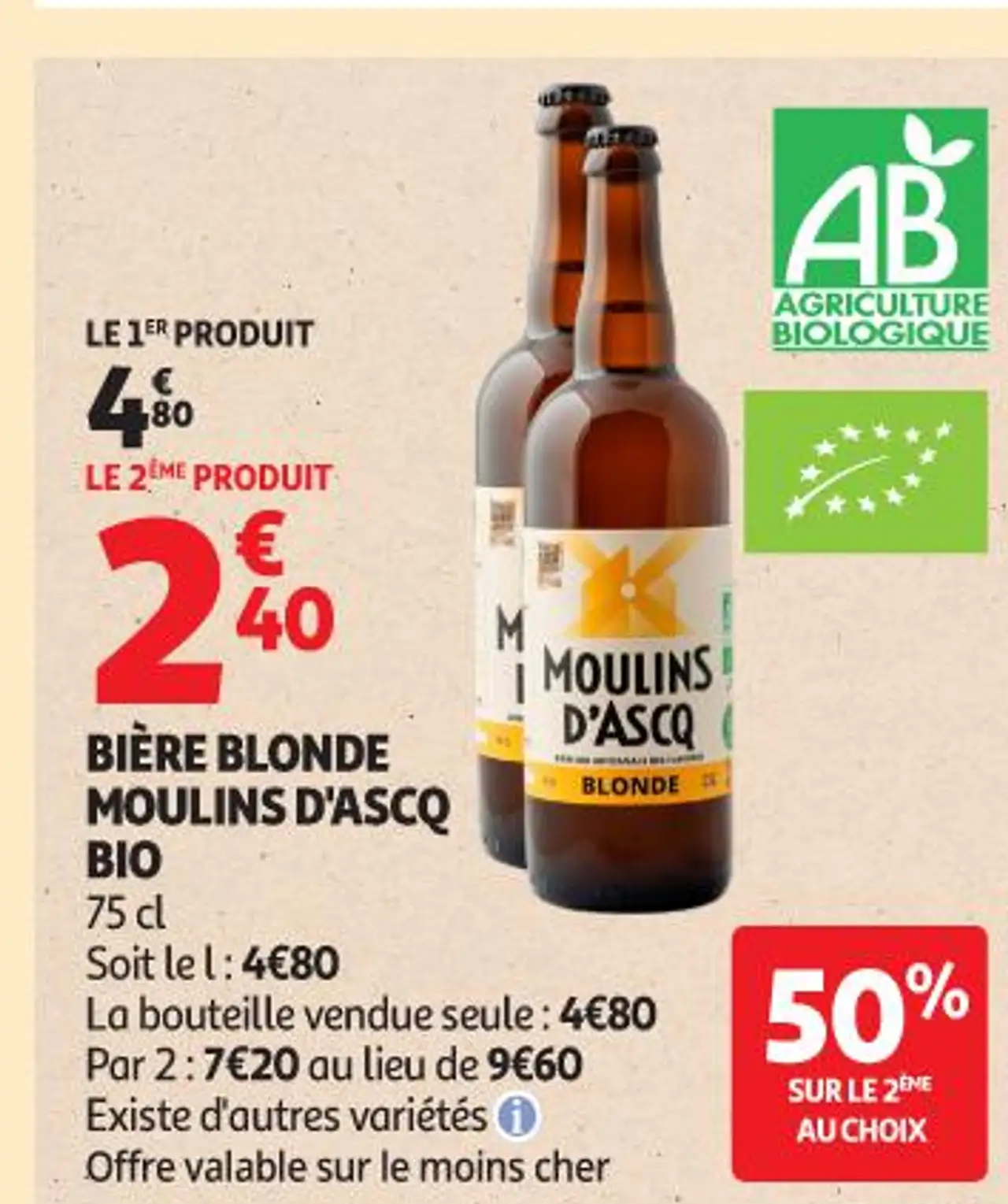 Bière blonde MOULINS D'ASCQ bio