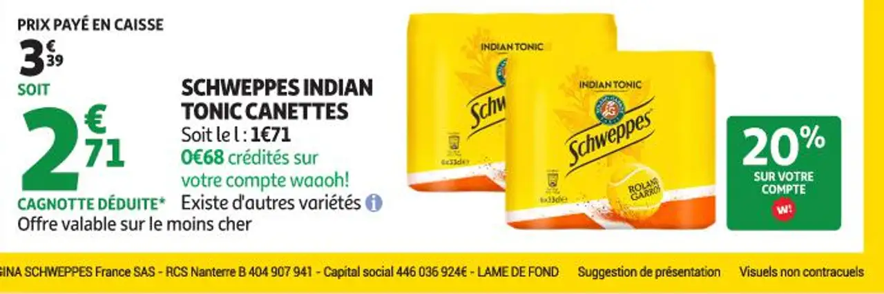 SCHWEPPES INDIAN TONIC CANETTES