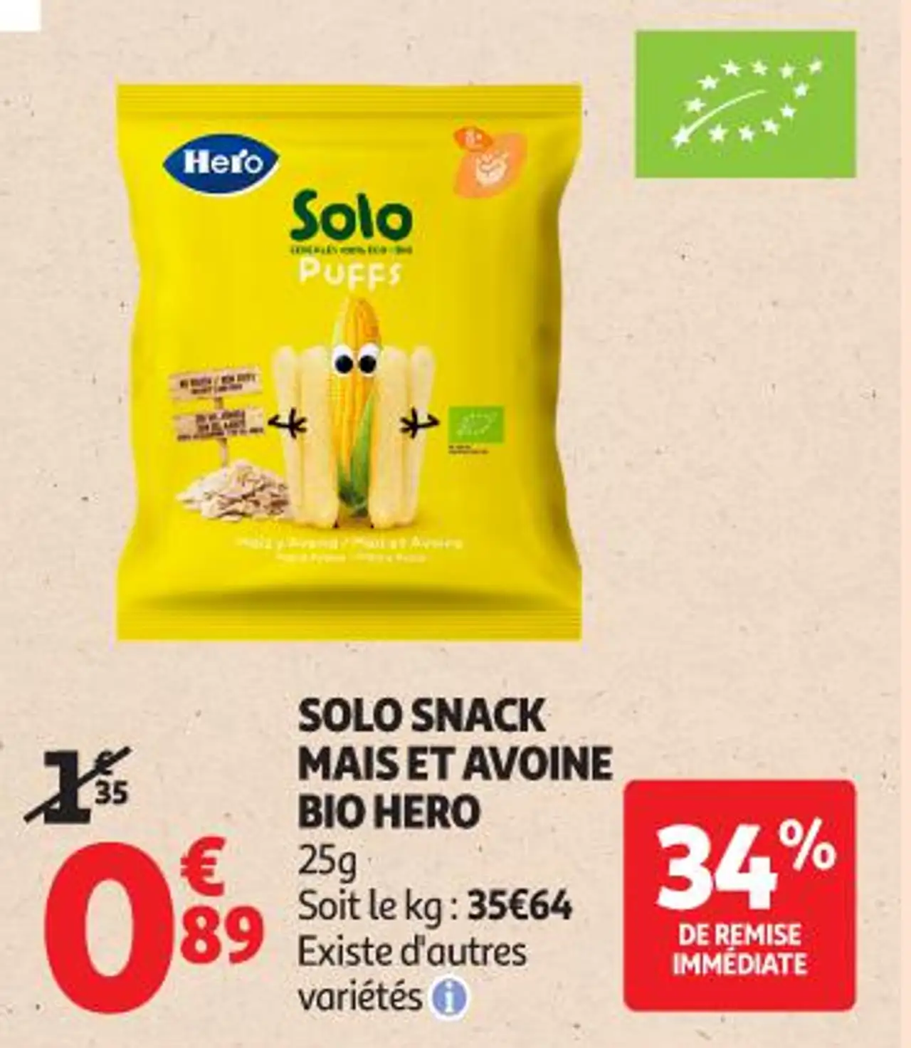SOLO SNACK MAIS ET AVOINE BIO HERO