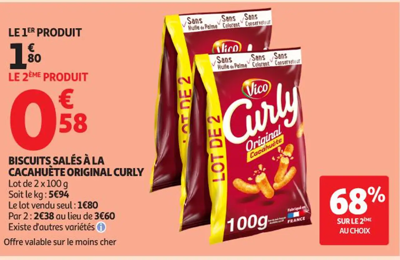 BISCUITS SALÉS À LA CACAHUÈTE ORIGINAL CURLY