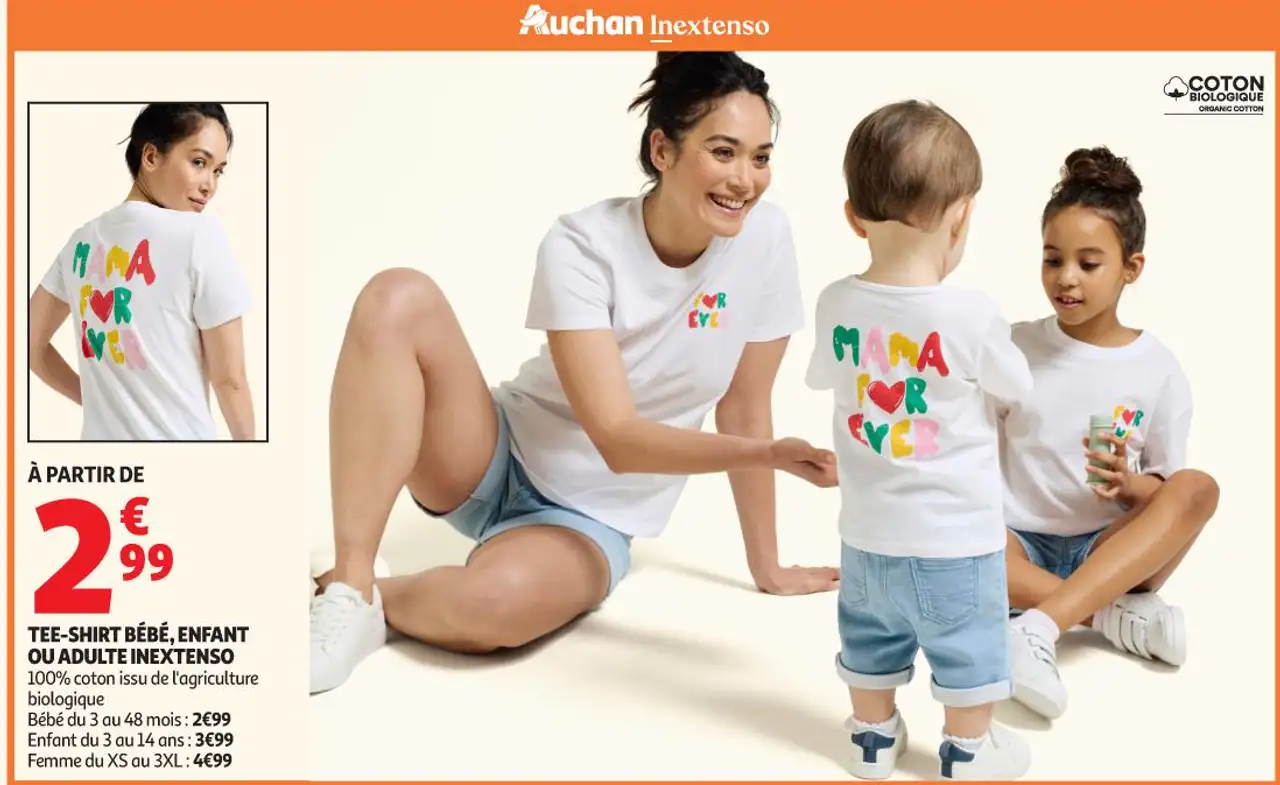 TEE-SHIRT BÉBÉ, ENFANT OU ADULTE INEXTENSO