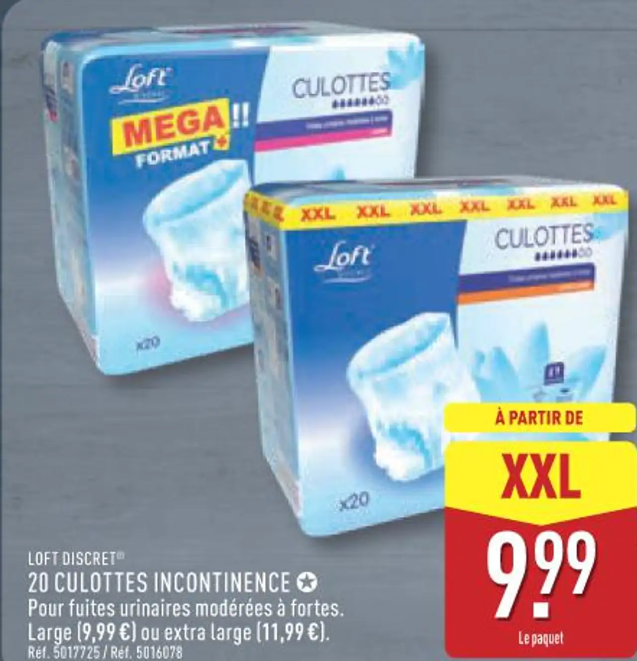 20 CULOTTES INCONTINENCE Pour fuites urinaires modérées à fortes.