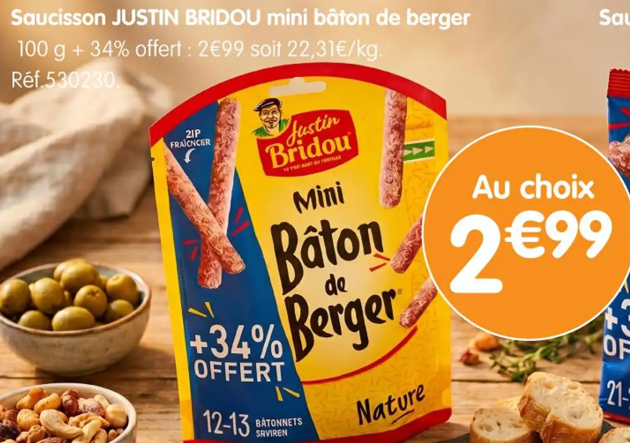 Saucisson JUSTIN BRIDOU mini bâton de berger