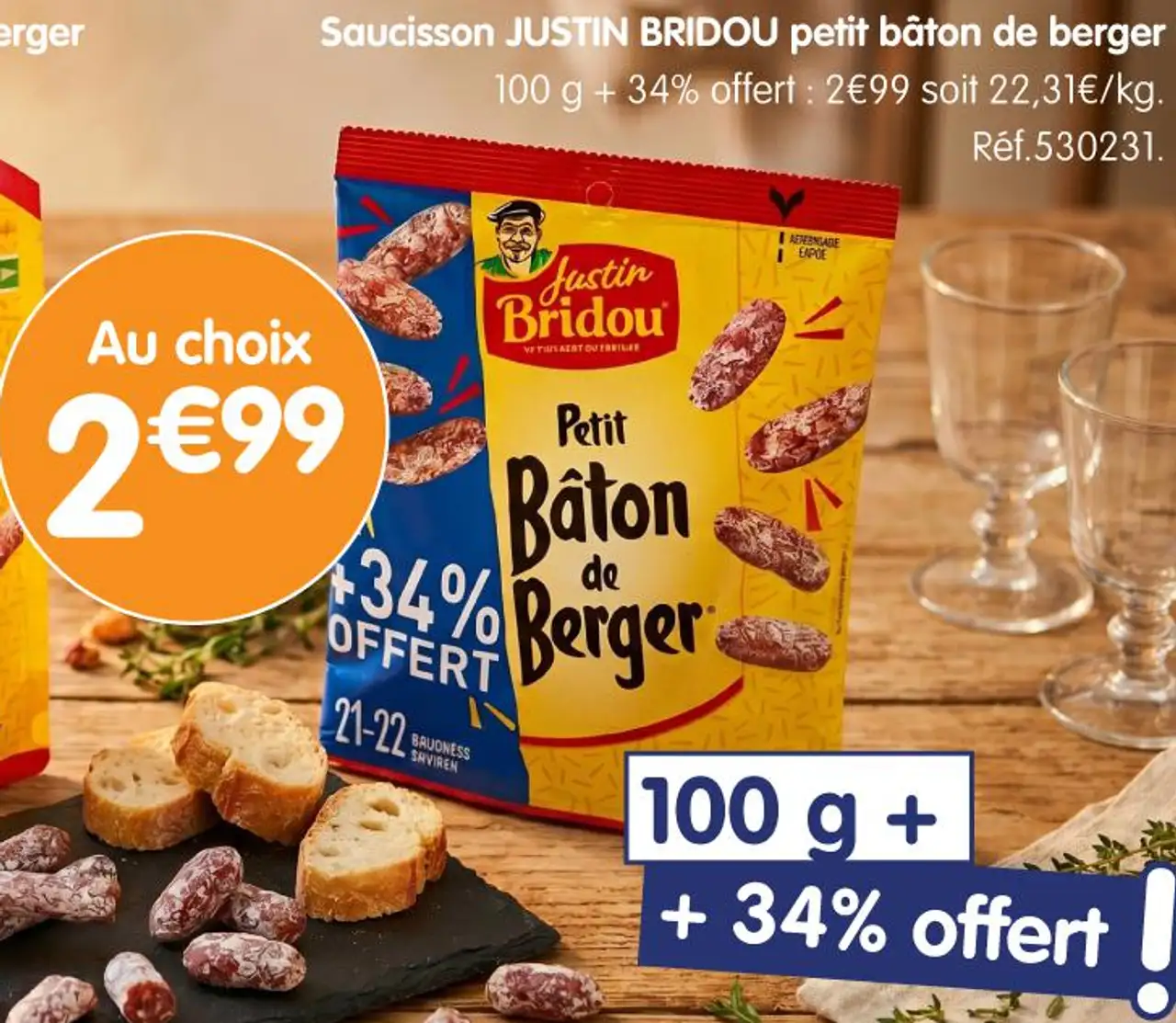 Saucisson JUSTIN BRIDOU petit bâton de berger