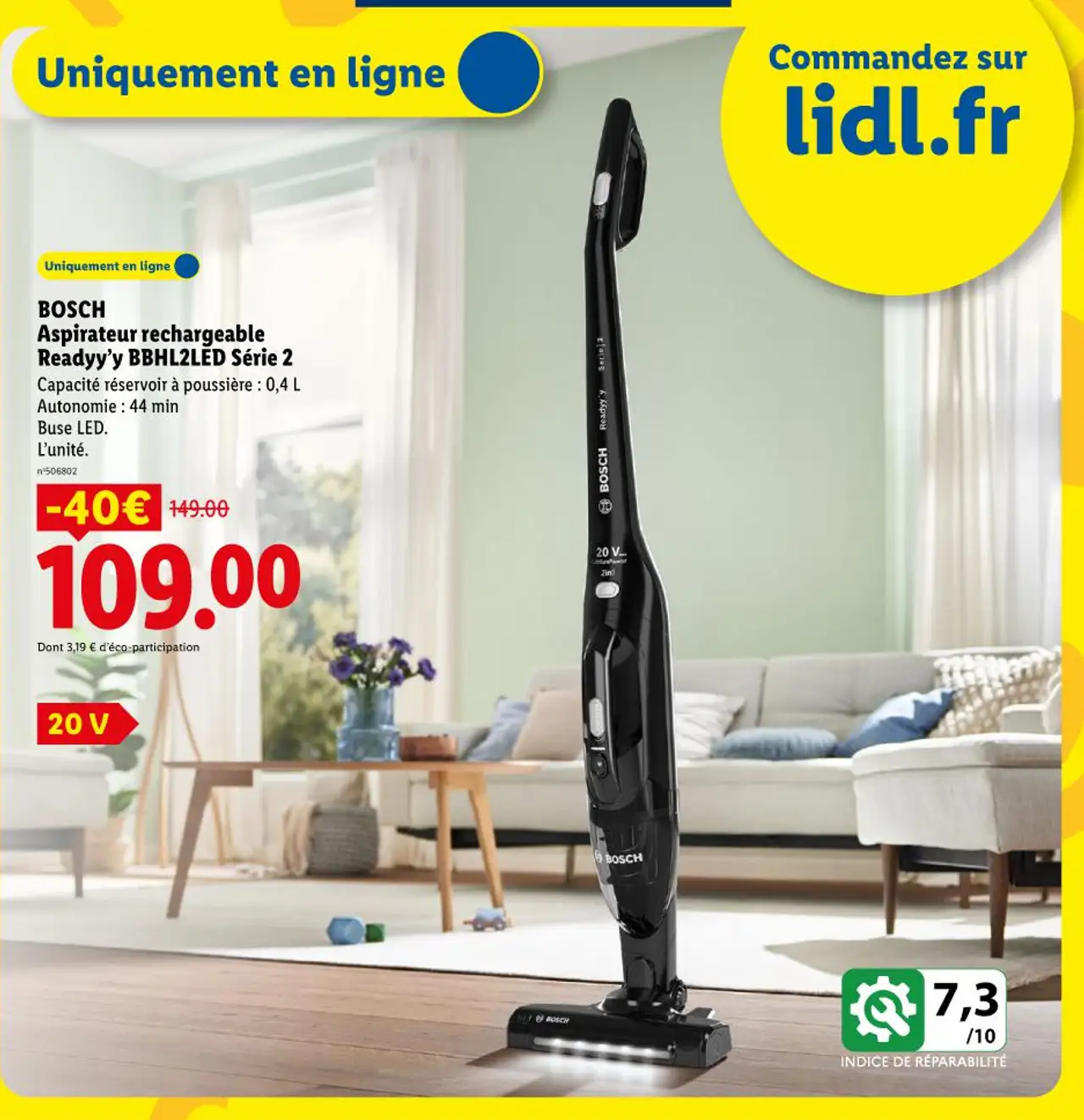 BOSCH Aspirateur rechargeable Readyy'y BBHL2LED Série 2