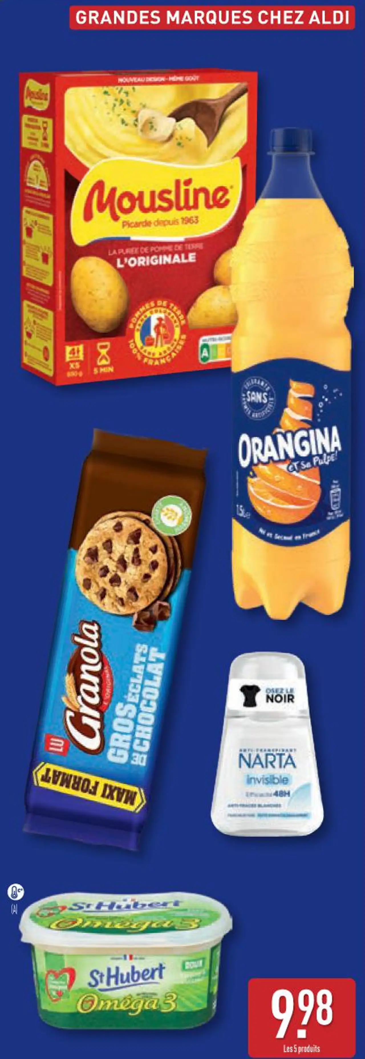 Mousline L'Originale, Orangina, Granola, Narta, St Hubert Omega 3