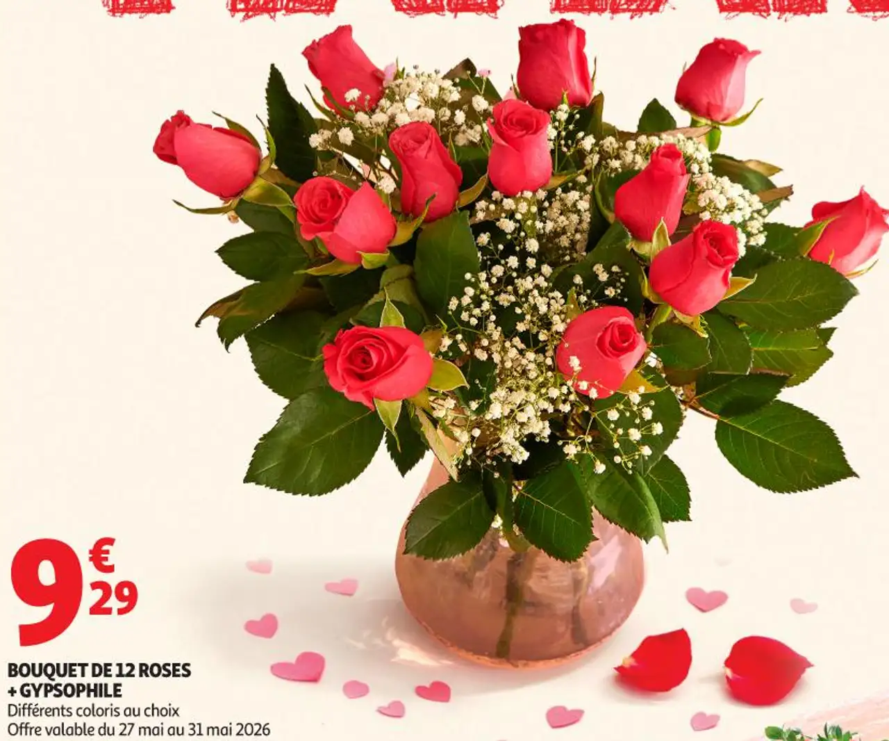 BOUQUET DE 12 ROSES + GYPSOPHILE