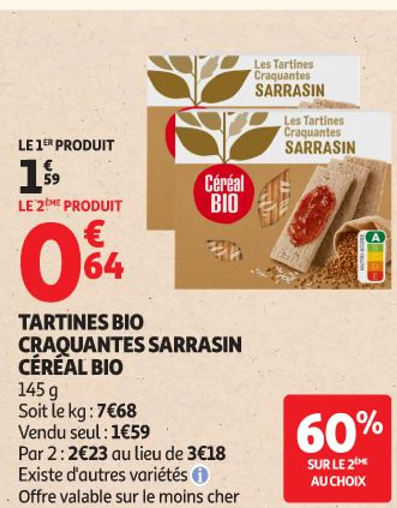 TARTINES BIO CRAQUANTES SARRASIN CÉRÉAL BIO