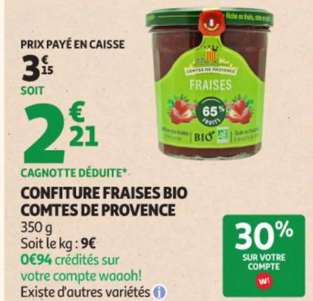 CONFITURE FRAISES BIO COMTES DE PROVENCE