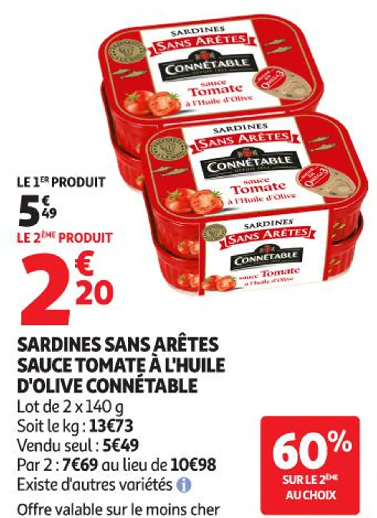 SARDINES SANS ARÊTES SAUCE TOMATE À L'HUILE D'OLIVE CONNÉTABLE