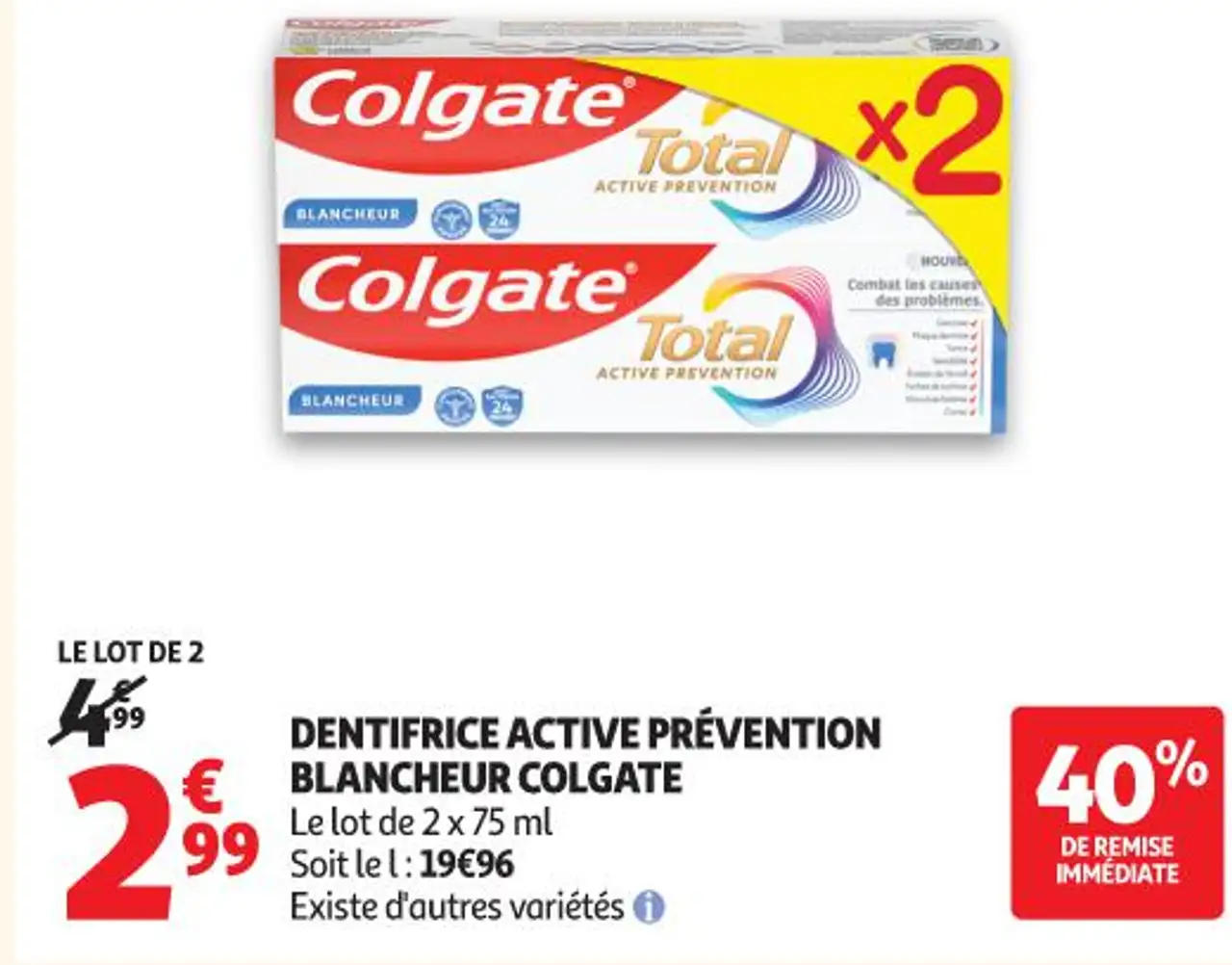 DENTIFRICE ACTIVE PRÉVENTION BLANCHEUR COLGATE