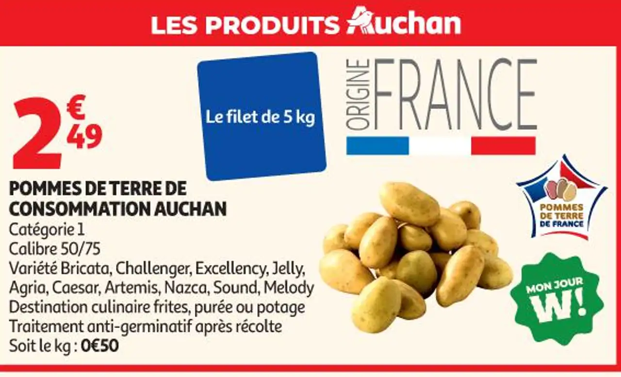 POMMES DE TERRE DE CONSOMMATION AUCHAN