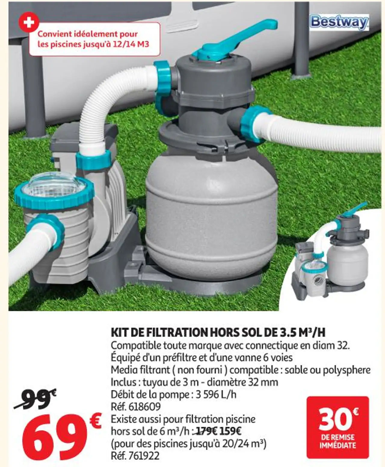 KIT DE FILTRATION HORS SOL DE 3.5 M³/H Bestway