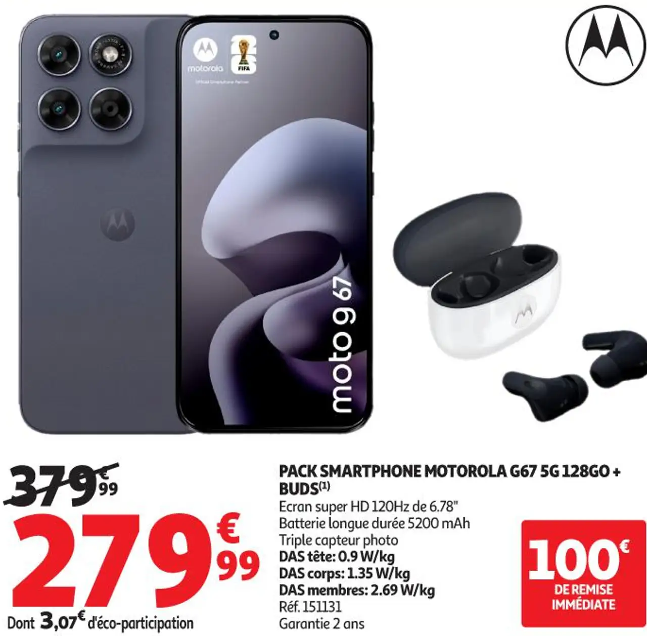 PACK SMARTPHONE MOTOROLA G67 5G 128GO + BUDS(1)