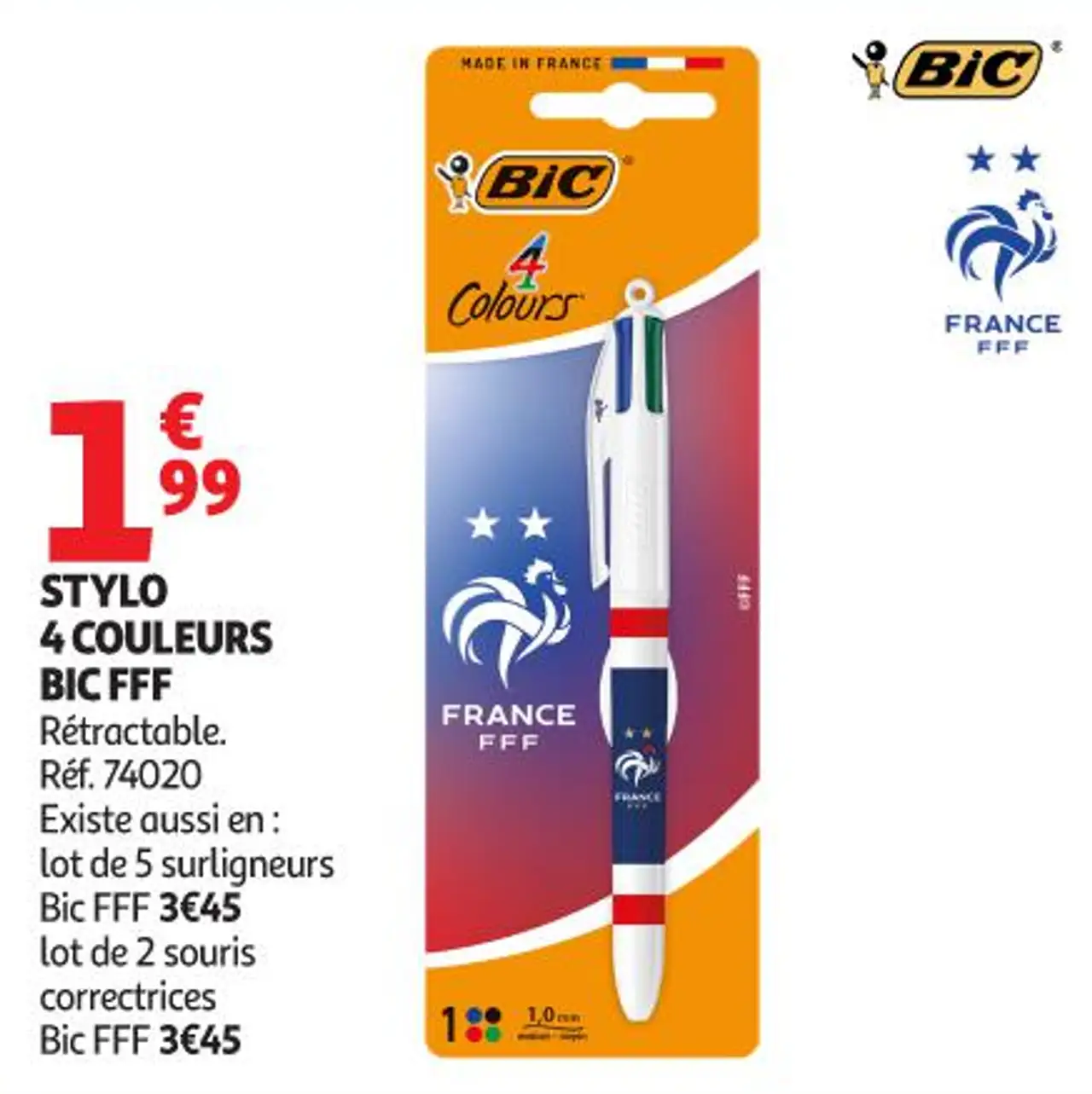 STYLO 4 COULEURS BIC FFF Rétractable