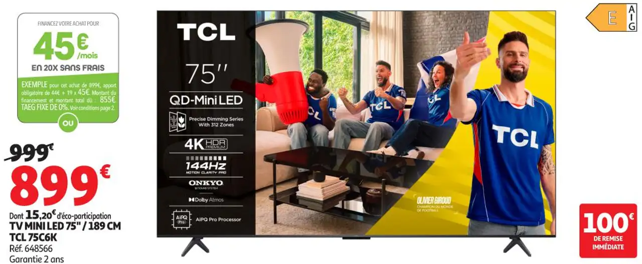 TV MINI LED 75" / 189 CM TCL 75C6K