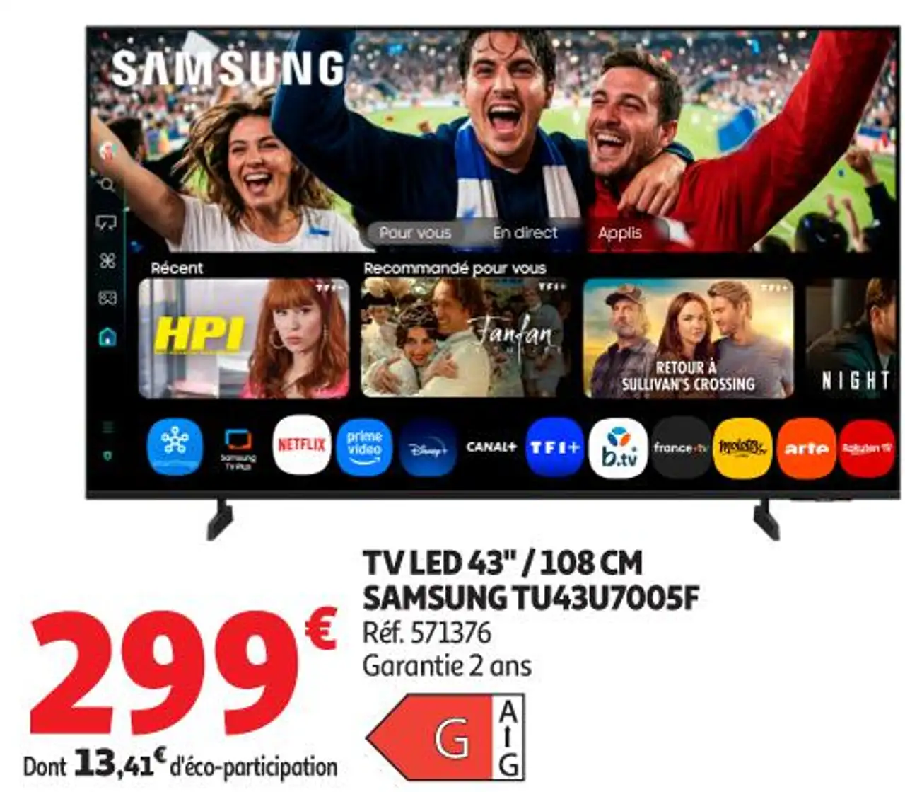 TV LED 43" / 108 CM SAMSUNG TU43U7005F