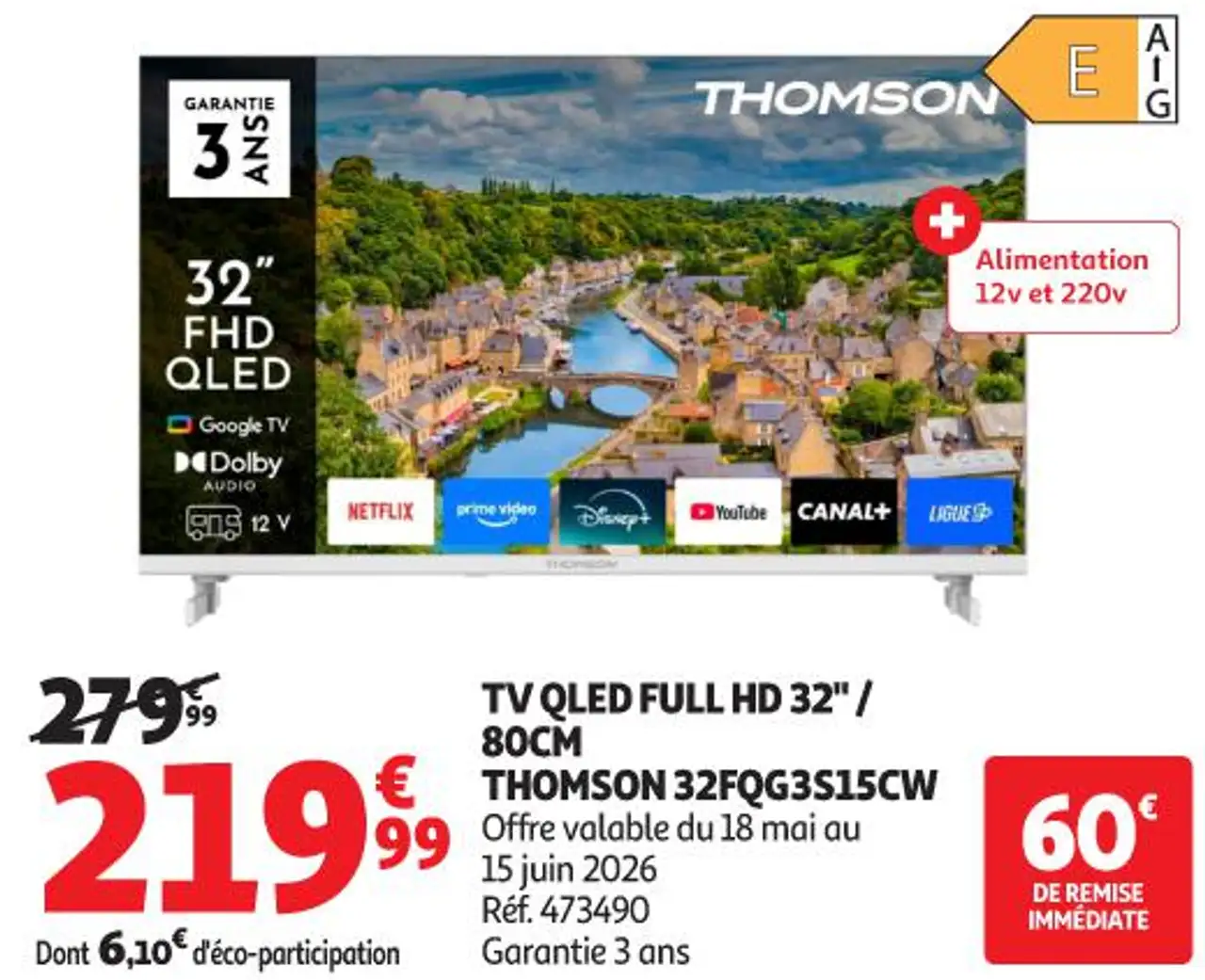 TV QLED FULL HD 32" / 80CM THOMSON 32FQG3S15CW